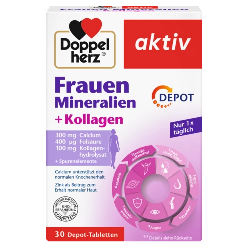 Abbildung der Produktverpackung Doppelherz aktiv Frauen Mineralien DEPOT Frontansicht